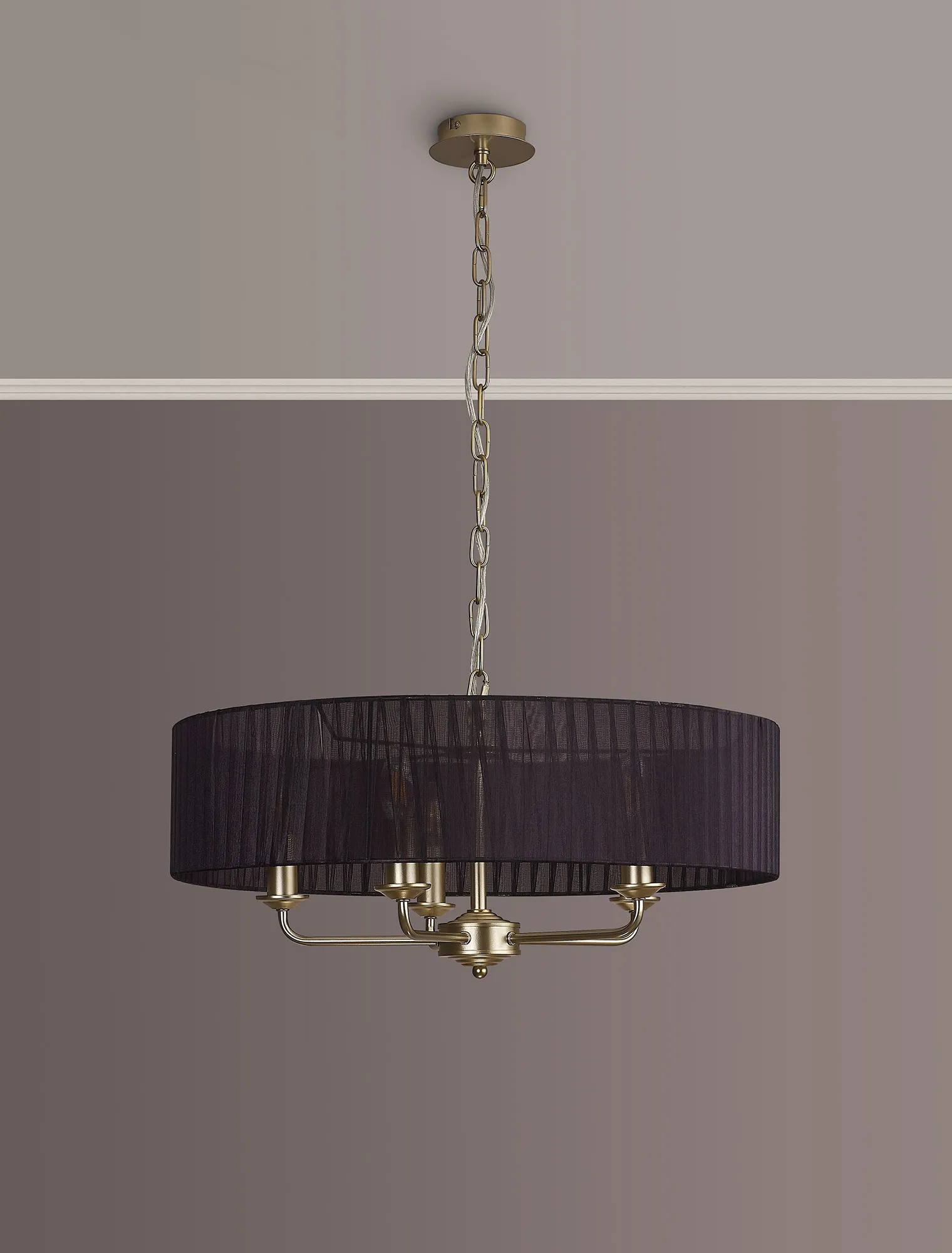 Banyan 45cm 3 Light Pendant Champagne Gold, Black DK0962  Deco Banyan CG BL